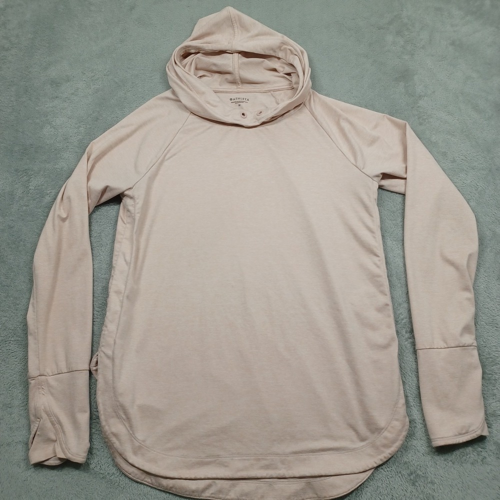 Athleta Hoodie Womens Medium‎ Pink Pullover Hoodie Activewear Casual